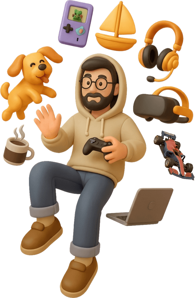 A 3D rendering of me and my favorite stuff